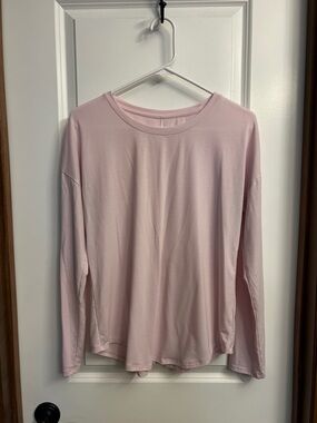 Athleta Light Pink Long Sleeve With Ease Crewneck Top